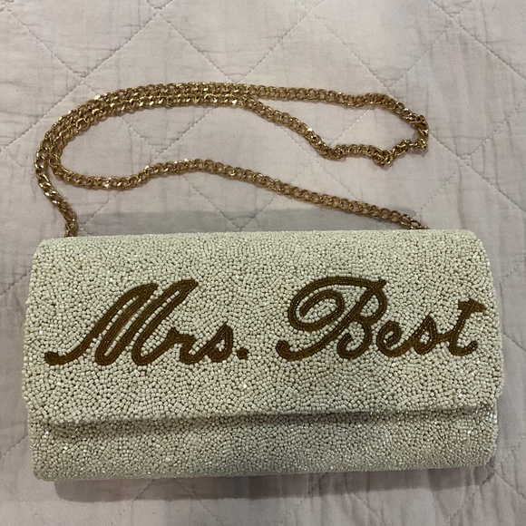 PRETTY ROBES Custom Hand Beaded Clutch Bridal Wedding Bride Bag - Picture 1 of 12